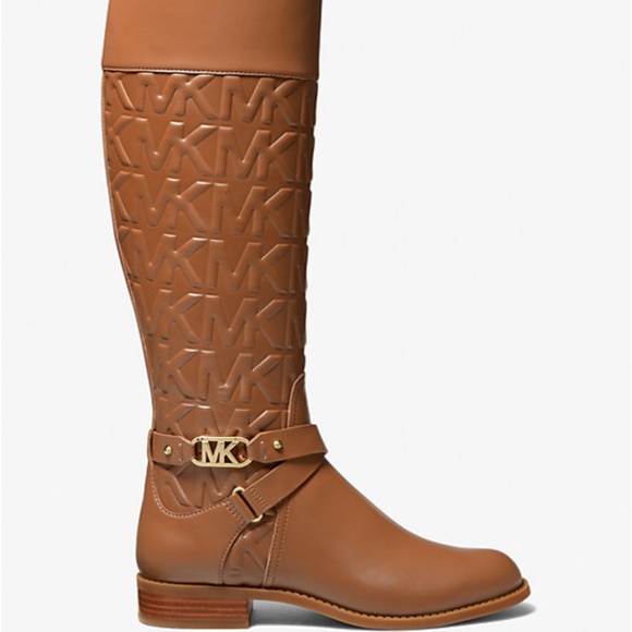 New Michael Kors Kincaid Embossed Luggage Riding Boot - Picture 1 of 4